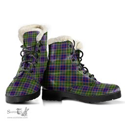 ScotsTee Shop Scottish Ayrshire District Clan Faux Fur Tartan Leather Boots