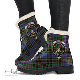 ScotsTee Shop Scottish Brodie Hunting Modern Clan Crest Faux Fur Tartan Leather Boots