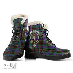 ScotsTee Shop Scottish Brodie Hunting Modern Clan Crest Faux Fur Tartan Leather Boots