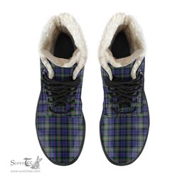 ScotsTee Shop Scottish Baird Modern Clan Crest Faux Fur Tartan Leather Boots