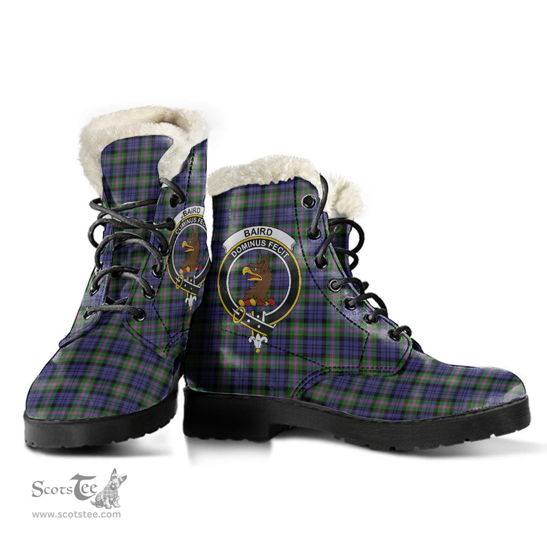 ScotsTee Shop Scottish Baird Modern Clan Crest Faux Fur Tartan Leather Boots