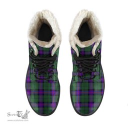 ScotsTee Shop Scottish Armstrong Modern Clan Faux Fur Tartan Leather Boots