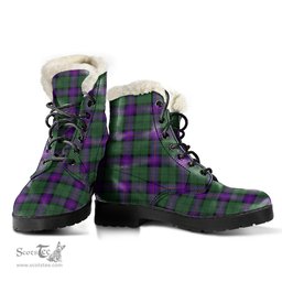ScotsTee Shop Scottish Armstrong Modern Clan Faux Fur Tartan Leather Boots