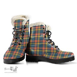 ScotsTee Shop Scottish Buchanan Ancient Clan Faux Fur Tartan Leather Boots