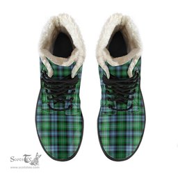 ScotsTee Shop Scottish Arbuthnot Ancient Clan Faux Fur Tartan Leather Boots