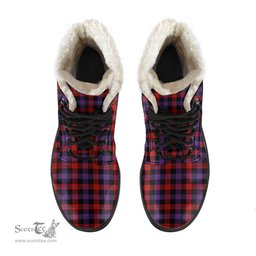 ScotsTee Shop Scottish Brown Modern Clan Faux Fur Tartan Leather Boots