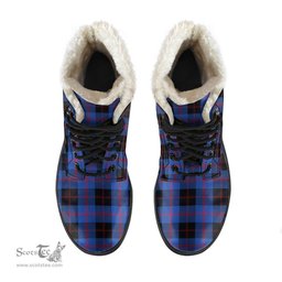 ScotsTee Shop Scottish Angus Modern Clan Faux Fur Tartan Leather Boots