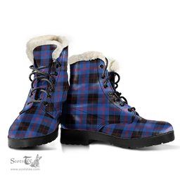 ScotsTee Shop Scottish Angus Modern Clan Faux Fur Tartan Leather Boots