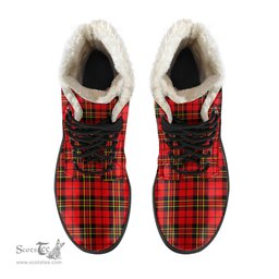 ScotsTee Shop Scottish Brodie Modern Clan Crest Faux Fur Tartan Leather Boots