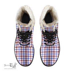 ScotsTee Shop Scottish Boswell Modern Clan Crest Faux Fur Tartan Leather Boots