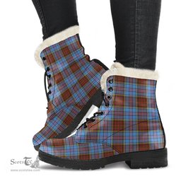 ScotsTee Shop Scottish Anderson Modern Clan Faux Fur Tartan Leather Boots
