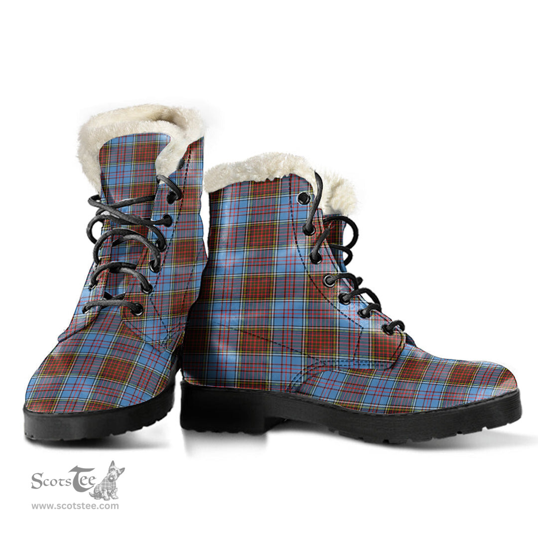 ScotsTee Shop Scottish Anderson Modern Clan Faux Fur Tartan Leather Boots