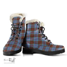 ScotsTee Shop Scottish Anderson Modern Clan Faux Fur Tartan Leather Boots