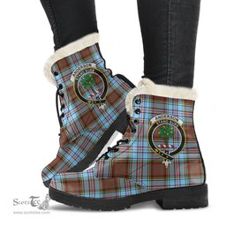 ScotsTee Shop Scottish Anderson Ancient Clan Crest Faux Fur Tartan Leather Boots