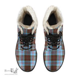 ScotsTee Shop Scottish Anderson Ancient Clan Crest Faux Fur Tartan Leather Boots