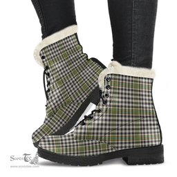 ScotsTee Shop Scottish Burns Check Clan Faux Fur Tartan Leather Boots