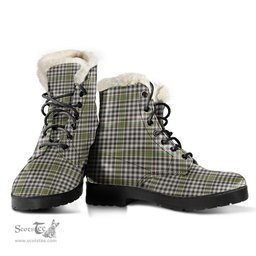 ScotsTee Shop Scottish Burns Check Clan Faux Fur Tartan Leather Boots
