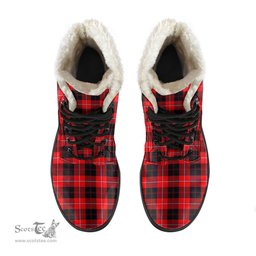 ScotsTee Shop Scottish Cunningham Modern Clan Faux Fur Tartan Leather Boots