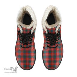 ScotsTee Shop Scottish Chisholm Ancient Clan Crest Faux Fur Tartan Leather Boots