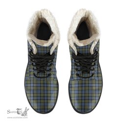 ScotsTee Shop Scottish CampFaded Clan Crest Faux Fur Tartan Leather Boots