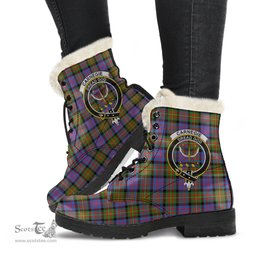 ScotsTee Shop Scottish Carnegie Ancient Clan Crest Faux Fur Tartan Leather Boots