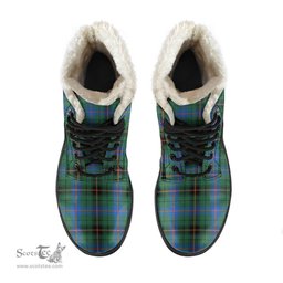 ScotsTee Shop Scottish Davidson Ancient Clan Faux Fur Tartan Leather Boots