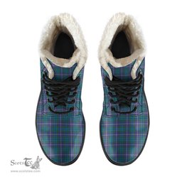 ScotsTee Shop Scottish Douglas Modern Clan Crest Faux Fur Tartan Leather Boots