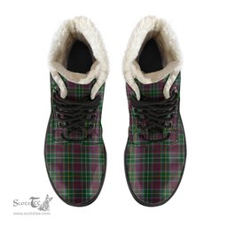 ScotsTee Shop Scottish Crosbie Clan Crest Faux Fur Tartan Leather Boots