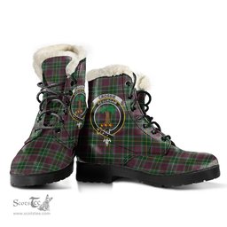 ScotsTee Shop Scottish Crosbie Clan Crest Faux Fur Tartan Leather Boots