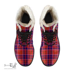 ScotsTee Shop Scottish Cameron of Lochiel Modern Clan Crest Faux Fur Tartan Leather Boots