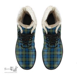 ScotsTee Shop Scottish Colquhoun Ancient Clan Faux Fur Tartan Leather Boots