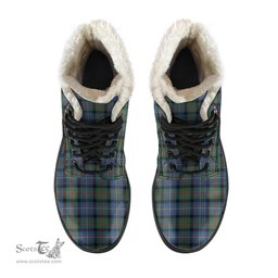 ScotsTee Shop Scottish Cameron of Erracht Ancient Clan Crest Faux Fur Tartan Leather Boots