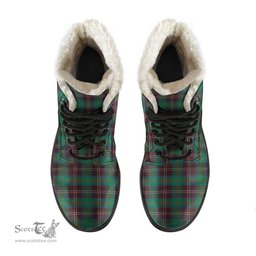 ScotsTee Shop Scottish Chisholm Hunting Ancient Clan Faux Fur Tartan Leather Boots