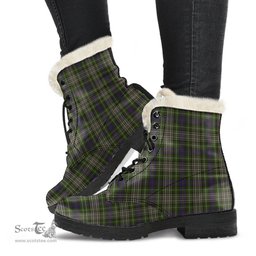 ScotsTee Shop Scottish Davidson Tulloch Dress Clan Faux Fur Tartan Leather Boots