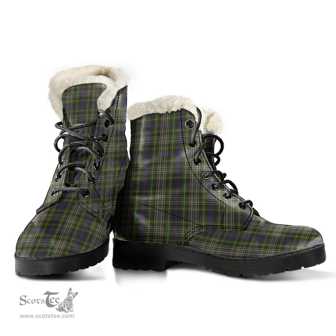ScotsTee Shop Scottish Davidson Tulloch Dress Clan Faux Fur Tartan Leather Boots