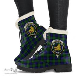 ScotsTee Shop Scottish CampModern Clan Crest Faux Fur Tartan Leather Boots