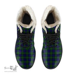 ScotsTee Shop Scottish CampModern Clan Crest Faux Fur Tartan Leather Boots