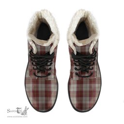 ScotsTee Shop Scottish Cunningham Burgundy Dancers Clan Faux Fur Tartan Leather Boots
