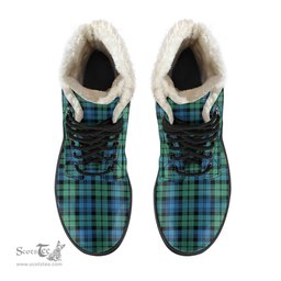 ScotsTee Shop Scottish CampAncient 01 Clan Crest Faux Fur Tartan Leather Boots