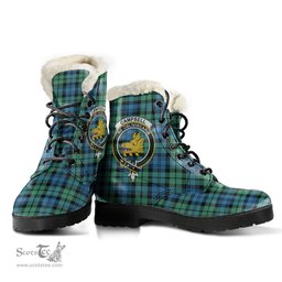 ScotsTee Shop Scottish CampAncient 01 Clan Crest Faux Fur Tartan Leather Boots