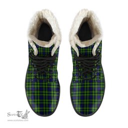 ScotsTee Shop Scottish Campof Breadalbane Modern Clan Crest Faux Fur Tartan Leather Boots
