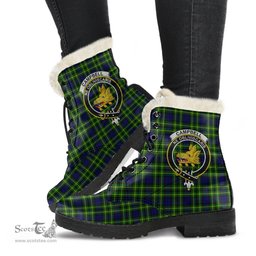 ScotsTee Shop Scottish Campof Breadalbane Modern Clan Crest Faux Fur Tartan Leather Boots