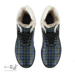 ScotsTee Shop Scottish Cameron of Erracht Ancient Clan Faux Fur Tartan Leather Boots