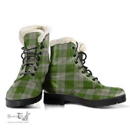 ScotsTee Shop Scottish Cunningham Dress Green Dancers Clan Faux Fur Tartan Leather Boots