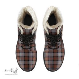 ScotsTee Shop Scottish Cameron of Erracht Weathered Clan Faux Fur Tartan Leather Boots