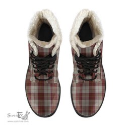 ScotsTee Shop Scottish Cunningham Burgundy Dancers Clan Crest Faux Fur Tartan Leather Boots