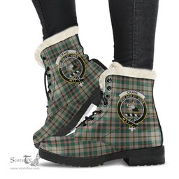 ScotsTee Shop Scottish Craig Ancient Clan Crest Faux Fur Tartan Leather Boots