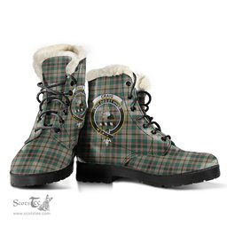 ScotsTee Shop Scottish Craig Ancient Clan Crest Faux Fur Tartan Leather Boots