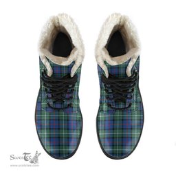 ScotsTee Shop Scottish Davidson of Tulloch Clan Faux Fur Tartan Leather Boots