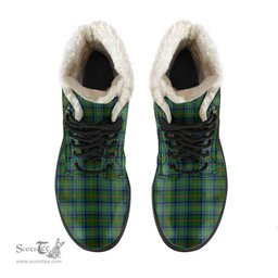 ScotsTee Shop Scottish Cranstoun Clan Faux Fur Tartan Leather Boots